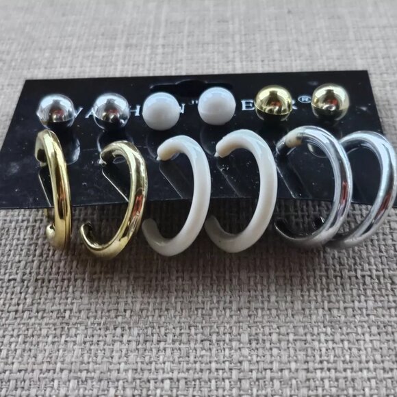 Lot of 6 Earrings Stud/Hoop Fashion Jewelry Wash N Wear Water Proof Earrings - Picture 9 of 11